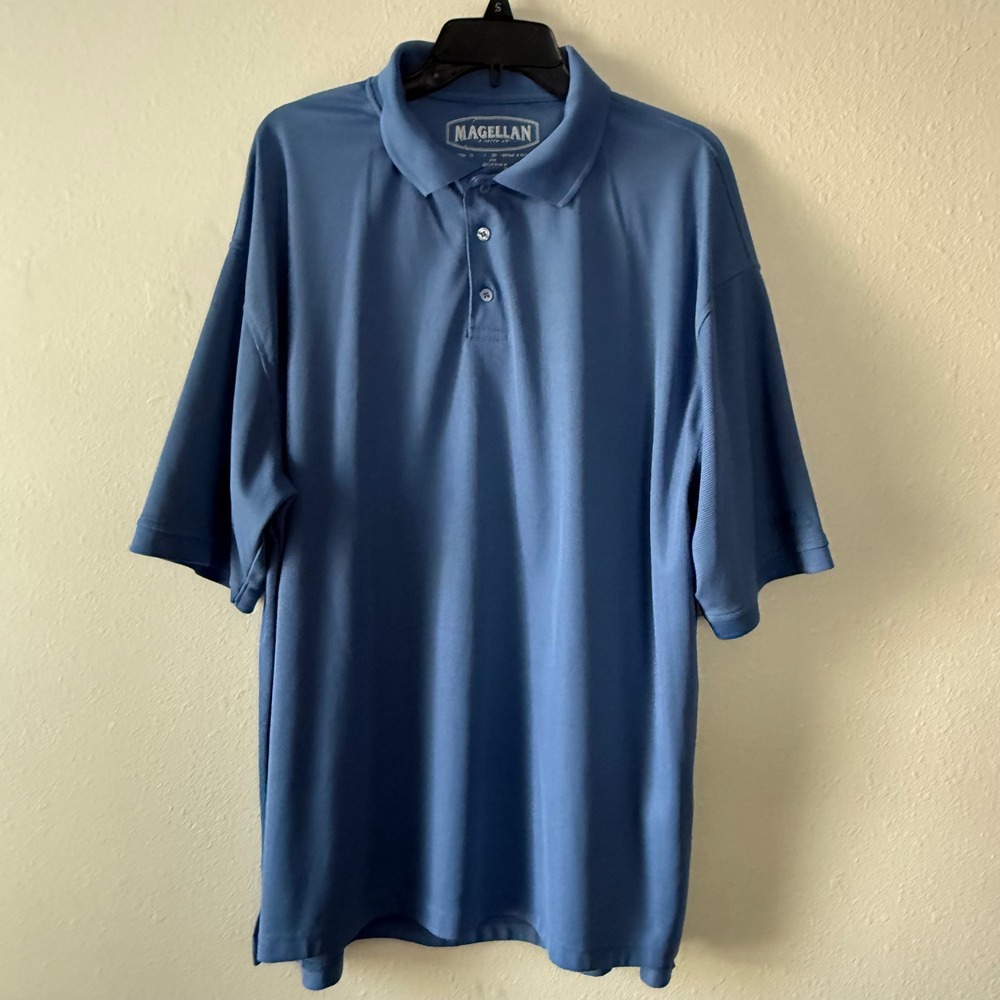 Magellan Sportswear Mens Polo Shirt 3XL Blue Short Sleeve Wrinkle Resistant